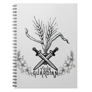 wheat, sword, and guardian logo notebook