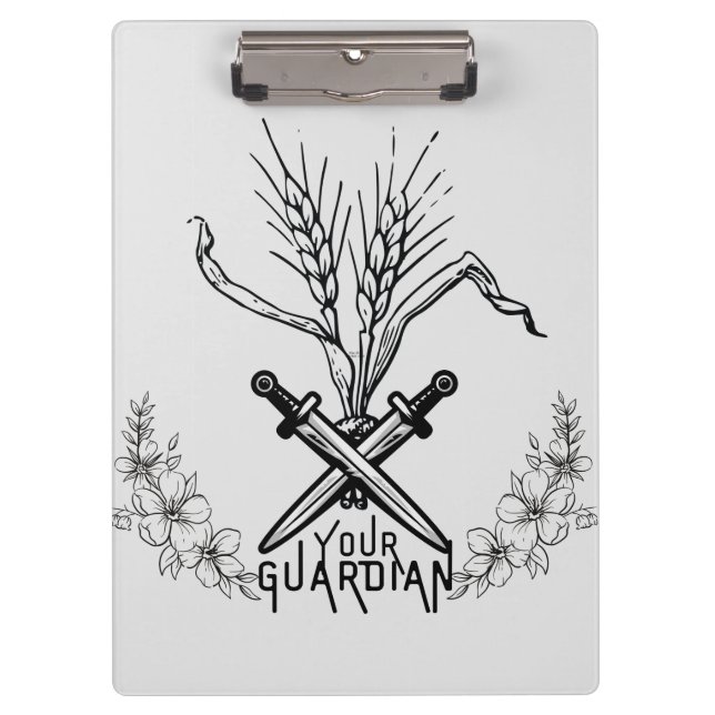wheat, sword, and guardian Simple Classic logo Clipboard (Front)