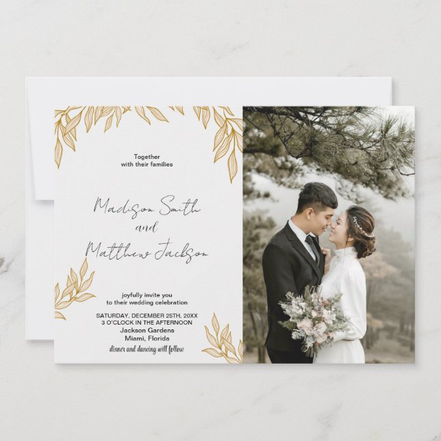 Wheat Wedding Invitations with photo (Front)