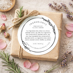 Wheat Wreath Modern Ingredients Label Stickers