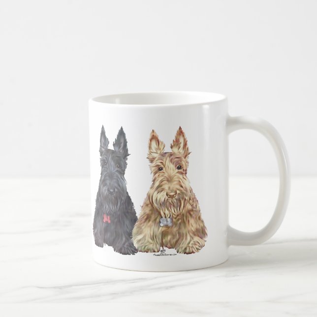 Wheaten and Black Scottie Dogs Coffee Mug (Right)