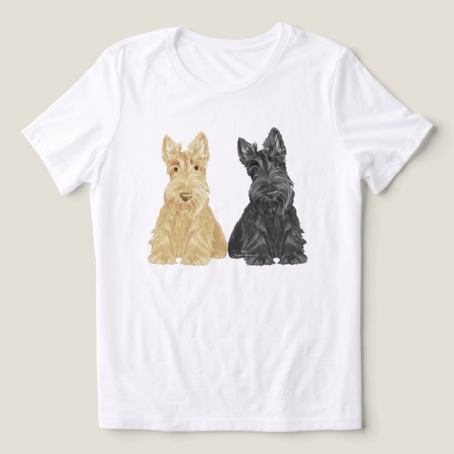 Wheaten and Black Scottish Terriers Tri-Blend Shirt (Design Front)