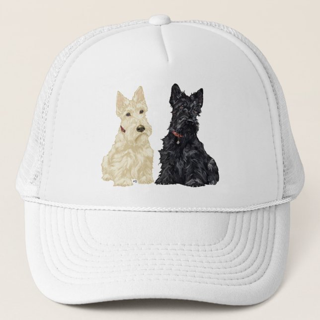 Wheaten and Black Scottish Terriers Trucker Hat (Front)
