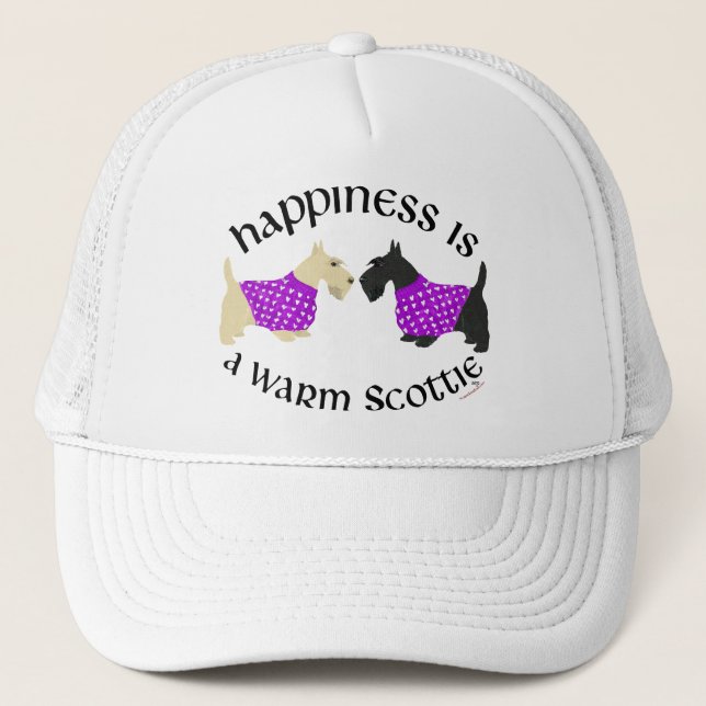 Wheaten & Black Scottie Happiness Trucker Hat (Front)