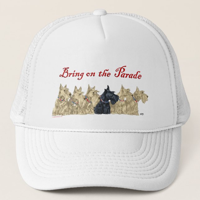 Wheaten & Black Scotties Line Trucker Hat (Front)