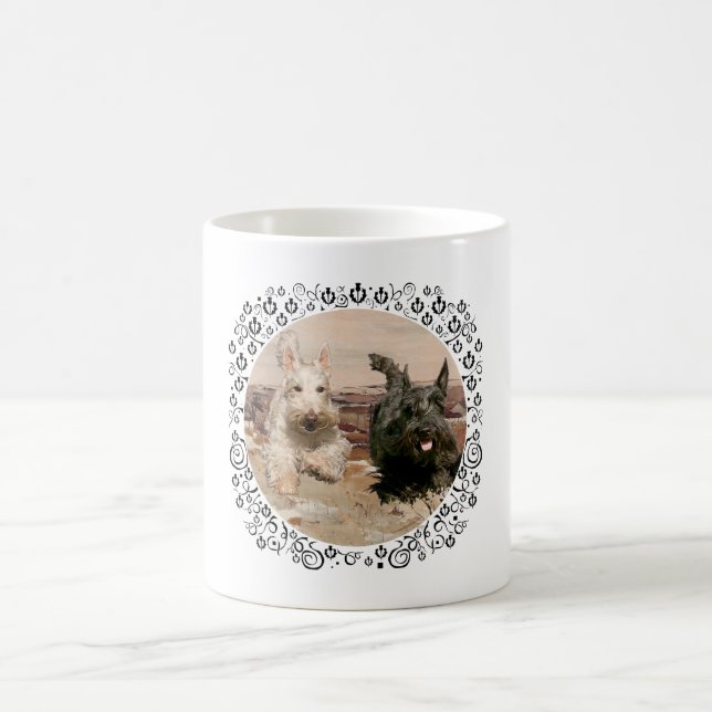 Wheaten & Black Scotties Running Coffee Mug (Center)
