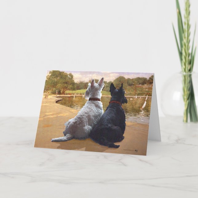Wheaten & Black Scottish Terriers Card (Front)