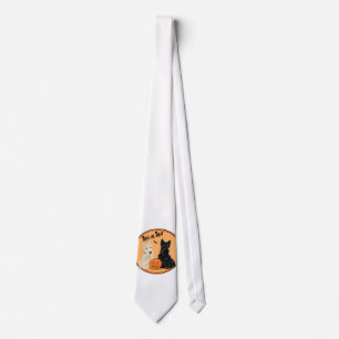Wheaten & Black Scottish Terriers Halloween Tie