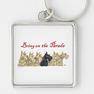 Wheaten & Black Scottish Terriers Key Ring