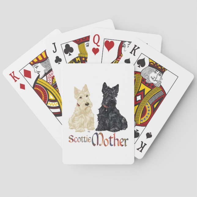 Wheaten & Black Scottish Terriers Mother Playing Cards (Back)