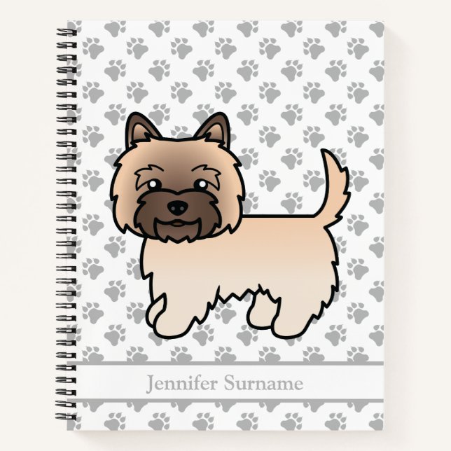 Wheaten Cairn Terrier Cartoon Dog & Custom Text Notebook (Front)