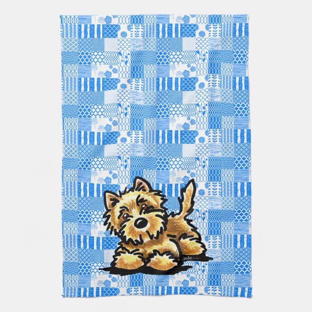 Wheaten Cairn Terrier Tea Towel (Vertical)