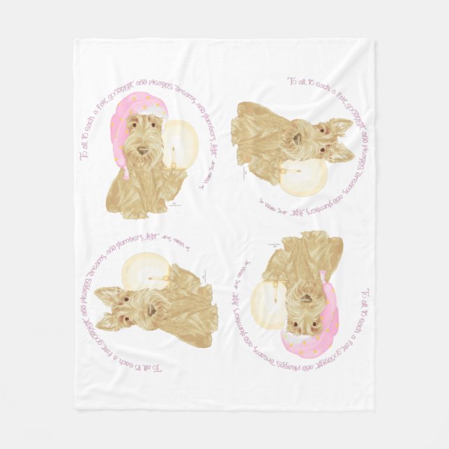 Wheaten Scottie Goodnight Fleece Blanket (Front)