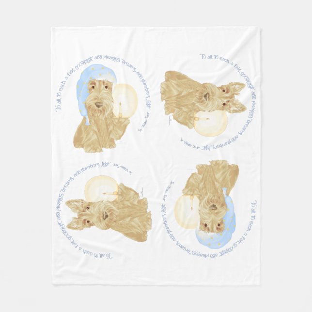 Wheaten Scottie Goodnight Fleece Blanket (Front)
