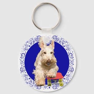 Wheaten Scottie on a Skateboard Key Ring