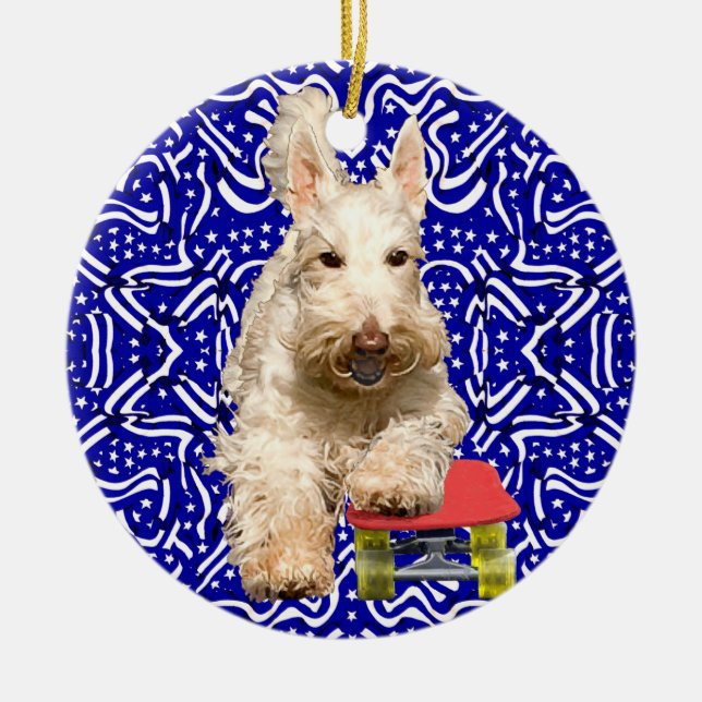 Wheaten Scottie Skateboard Ornament (Front)