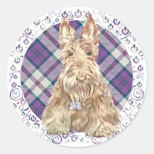 Wheaten Scottie Tartan Classic Round Sticker