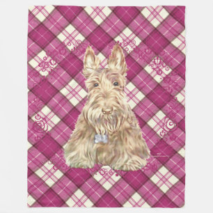 Wheaten Scottie Tartan Fleece Blanket