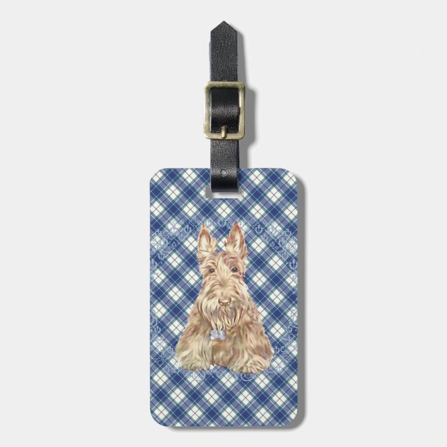 Wheaten Scottie Tartan Luggage Tag (Front Vertical)