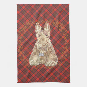 Wheaten Scottie Tartan Tea Towel