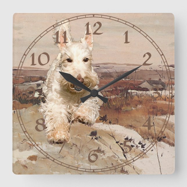 Wheaten Scottish Terrier Clock (Front)