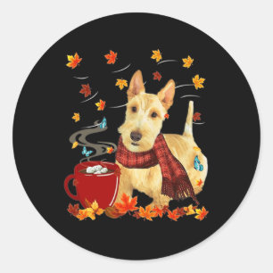 Wheaten Scottish Terrier - Fall - Chocolate - Hot Classic Round Sticker