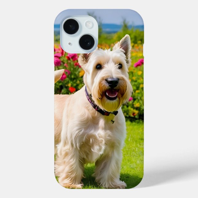 Wheaten Scottish Terrier playing in Flowers Grass Case-Mate iPhone Case (Back)