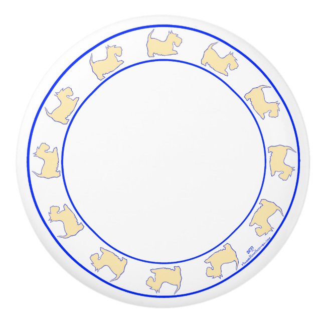 Wheaten Scottish Terriers Ceramic Knob (Front)