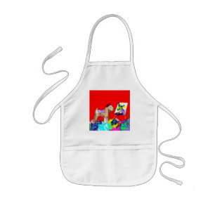 Wheaten Terrier Artist  (Red Bkgd) Kids Apron