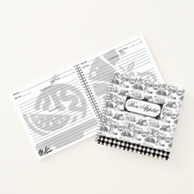 WHEATEN Terrier Black Toile Bon Appétit Recipe Notebook (Inside)