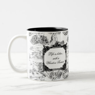 WHEATEN Terrier Black Toile w/Customisation Two-Tone Coffee Mug