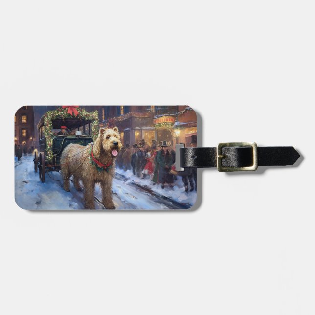 Wheaten Terrier Christmas Festive Season Luggage Tag (Front Horizontal)