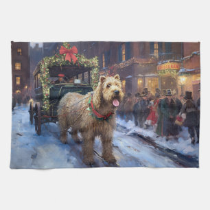 Wheaten Terrier Christmas Festive Season Tea Towel