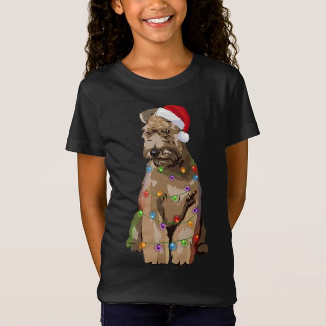 Wheaten Terrier Christmas Lights Xmas Dog Lover T-Shirt (Front)
