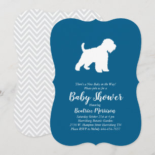 Wheaten Terrier Dog Baby Shower Blue Boy Invitation