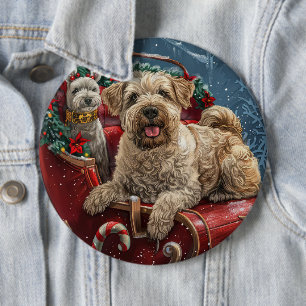 Wheaten Terrier Dog Christmas Festive  6 Cm Round Badge