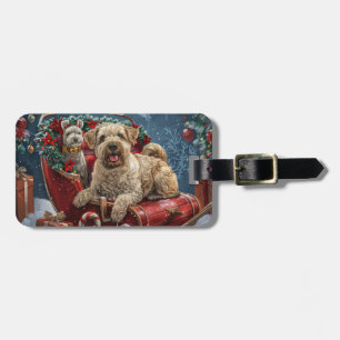 Wheaten Terrier Dog Christmas Festive Luggage Tag
