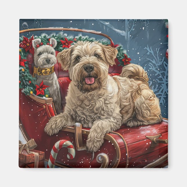 Wheaten Terrier Dog Christmas Festive  Magnet (Front)