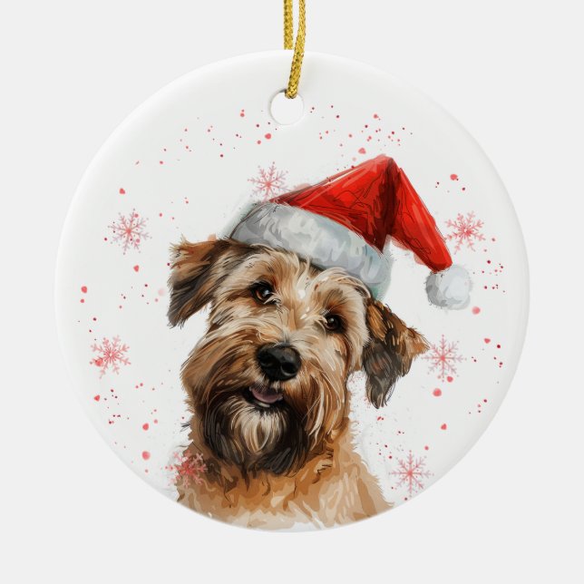 Wheaten Terrier Dog Christmas Personalized Ceramic Tree Decoration (Front)