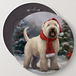Wheaten Terrier Dog in Snow Christmas 6 Cm Round Badge