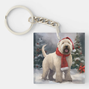 Wheaten Terrier Dog in Snow Christmas Key Ring