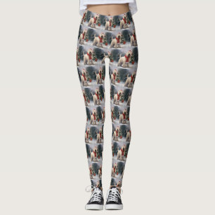 Wheaten Terrier Dog in Snow Christmas Leggings