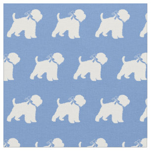 Wheaten Terrier Dog Silhouette Pet Light Blue Fabric