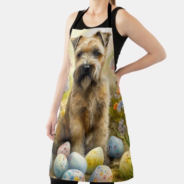 Wheaten Terrier Dog With Easter Eggs Holiday  Apron (Insitu)