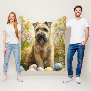 Wheaten Terrier Dog With Easter Eggs Holiday  Fleece Blanket