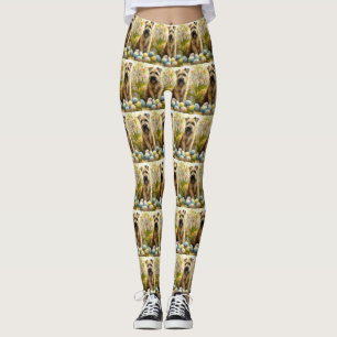 Wheaten Terrier Dog With Easter Eggs Holiday  Leggings