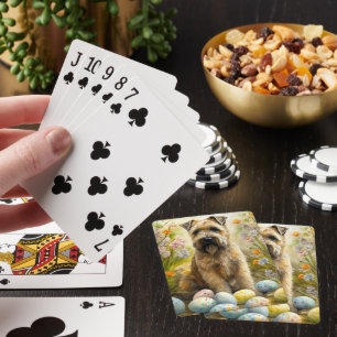 Wheaten Terrier Dog With Easter Eggs Holiday Playing Cards