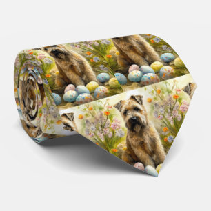 Wheaten Terrier Dog With Easter Eggs Holiday Tie