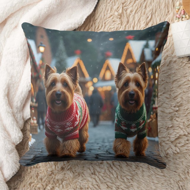 Wheaten Terrier Dogs Christmas Snow Holiday  Cushion (Blanket)