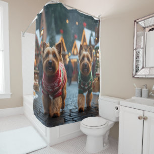 Wheaten Terrier Dogs Christmas Snow Holiday  Shower Curtain